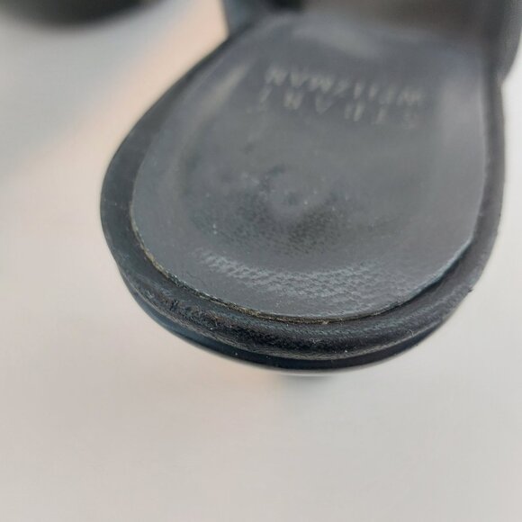 Stuart Weitzman Open Toe Black Leather Clogs - Picture 7 of 9